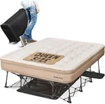 Oaktiv Queen Air Mattress with Frame, Self Inflating/Deflating Air Mattress on Stand - PeakRest Blow Up Anywhere Bed for Guests, Camping - Portable Queen Bed with Travel Rolling Case on Wheels