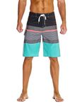Unitop Men's Elegant Fit Tropical Strips Beach Shorts With Drawstrings Gray-34
