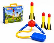 VROMLY Air Powered Flying Rocket Launcher Toy for Kids - Portable Stomp and Jump Foam Rocket Kit, Fun Outdoor Backyard Lawn Games, Active Travel and Holiday Play Set for Boys and Girls Age 3+