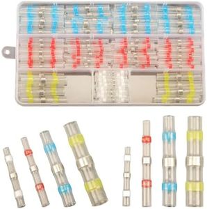 150 Pack Solder Seal Wire Connectors Heat Shrink Wire Connectors, 4 Colors Waterproof Solder Seal Heat Shrink Wire Terminal Connectors Kit Marine Grade Heat Shrink Connectors Butt Splice Connectors