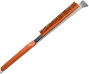 SupMaka Pizza Oven Brush, 22” Pizza Stone Brush - Grill Cleaning Brush with Scraper, Grill Brush Wood Handle & Brass Bristles, Pizza Oven Accessories for Outdoor BBQ, (Vibrant Orange)