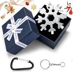 Upgraded Snowflake Multi-Tool, 19-in-1 Snowflake Tool, Stainless Steel Snowflake Multi Tool with Keychain, Screwdriver, Bottle Opener, Unique Gift for Men Dad Husband Boyfriend (Silver-Gift Box)