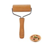 Agatige Pizza Roller, Rolling Pin Wooden Pastry and Pizza Roller T Shape Dough Roller with Handle, Bakers Rolling Pin Non Stick Pizza Tool for Pizza, Pastry, Dough, Cookie Utensils, 9.5x19 cm