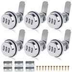 RealPlus 6pcs Combination Cam Lock, Combination Cabinet Lock Password Coded Cabinet Lock (6pcs 1-1/8", Silver)