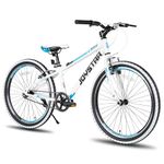 JOYSTAR Lubbock 24 Inch Kids Bike for Boys & Girls Ages 9-12 Years 24" Hardtail Mountain Bike for Kids with Steel Frame and 1-Speed Drivetrain with Kickstand 24 inch Bicycle White