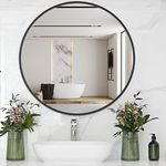 USHOWER Black Round Mirror for Over