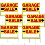 6pcs Garage Sale Signs with Stakes, 16x12in Double Sided Yard Sale Signs Garage Sale Arrow Signs for Sales Event