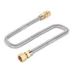 Propane Fire Pit Corrugated Hose Tube 304 Stainless Steel 24" Corrugated Hose for Fireplace 3/8" Female Connector with 2 pcs Adapter 1/2" NPT Male and Female, Gas Line for Fire Pit Fireplace