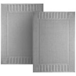 White Classic Set of 2 Bath Mats for Bathroom Floor, 86 x 56 cm Terry Cloth Hotel Styles Bath Mat 2 Pack, Light Grey Reversible Bath Towel Mats, Machine Washable Shower Bathroom Floor Towels, Grey