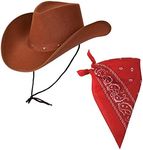 Adult Texan Cowboy Hat Brown & Red 