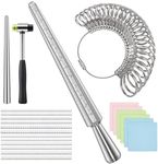 Ring Sizer Measuring Tool, IKOCO Ring Sizing kit with Rubber Hammer, Jewelry Cleaning Cloth and Metal Mandrel Finger Sizing Measuring Stick for Jewelry Making