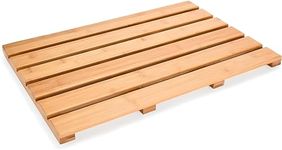 Luxury Bamboo Bath Mat - Waterproof Wood Shower Mat with Non-Slip Feet - Sturdy Bathroom Mat for Inside and Outdoor Use - Bathroom Decor Essentials Multifunctional Design for All Occasions