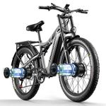 Shengmilo S600 Full Suspension Adult Electric Mountain Bike 17.5AH, Fat Tyre 26 Inch Dual Motor Ebike, Electrically Assisted Hybrid Bike