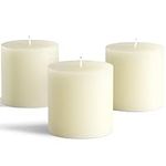 Melt Candle Co Pillar Candles - 3" x 3" Unscented Candles for Weddings, Home Decoration, Relaxation, Church, Spa - Smokeless, Dripless Cotton Wick - Set of 3 (Ivory)