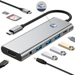 Leehitech USB C Laptop Dock 9 in 1 USB C Multiport Docking Station with【4K HDMI+USB3.0 A+2*USB2.0 A+SD/TF+3.5mm Headphone Port+PD100W+Type C 2.0】for iPad, MacBook, Lenovo, Surface,XPS, ThinkPad