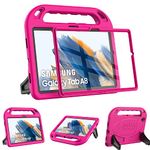 Surom Kids Case with Built-in Screen Protector for Samsung Galaxy Tab A8 10.5" 2022 (Model SM-X200/X205/X207), Shockproof Handle Stand Protective Case for Samsung Tab A8 10.5 Inch 2022, Rose Pink