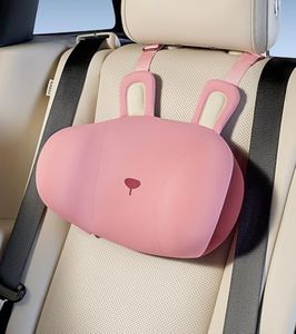 BEBAS Car Neck Pillow Travel - Adjustable Memory Foam Neck Support Pillow for Sleeping, Breathable & Machine Washable Cover, Soft Support for Adults & Kids - Gift (Pink-Rabbit)