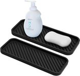 Store2508 Pack of 2 Sink Organiser Silicone Sponge Holder, Kitchen Bathroom Organiser for Sponges, Brushes, Soap, Drying Mat, Silicone, 23x9 Cm, Black