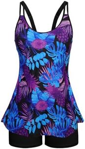 Arolina Womens Tankini Bathing Suits Two-Piece Full Coverage Swimsuit Plus Size Beach Swimwear Purple Pineapple 16W