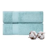 TEXTILOM 100% Turkish Cotton 2 Pcs Bath Towel Set, Luxury Bath Towels for Bathroom, Soft & Absorbent Hotel Quality Bathroom Towels Set (27 x 54 inches)- Aqua