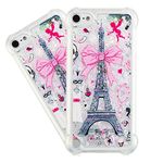 IMEIKONST Glitter Liquid Case for iPod Touch 7, Sparkle Sequin Floating Shiny Quicksand Transparent Silicone TPU Shockproof Protective Bumper Cover for iPod Touch 6 / Touch 5 Bling Bow Tower YB