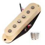 Artec SSA-12 Vintage Style Staggered Alnico 5 Single Coil Bridge Pickup 6.5K for Strat Style Electric Guitar, Cream