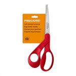 Fiskars All-Purpose Left-Handed Scissors - Ergonomically Contoured - 8" Stainless Steel - Paper and Fabric Scissors for Office, Arts, and Crafts - Red