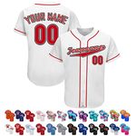 FwSYouMAI Custom Baseball Jersey Personalized Printed Teamname & Number Customize Shirts Sport Uniform for Men,Women,Youth-Design 18 White Red