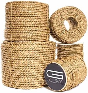 Golberg 3 Strand Natural Fiber Tan Manila Rope in Multiple Diameters - 1/4 inch 5/16 inch 3/8 inch 1/2 inch 5/8 inch 3/4 inch 1 inch 2 inch X 10 Feet 25 Feet 50 Feet 100 Feet 600 Feet