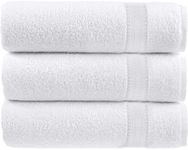 Canadian Linen Luxury Bath Sheet Towels Set 30"x54", 3 Pack, 540 GSM Extra Soft Absorbent Quick Dry Ring Spun Terry Cotton Towel for Bathroom Gym Shower Hotel Pool Beach Spa, White