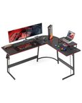 Cubiker L Shaped Gaming Desk, 170x120x75cm Computer Desk with Monitor Stand, Office Table for Home and Office, Carbon Fiber Black