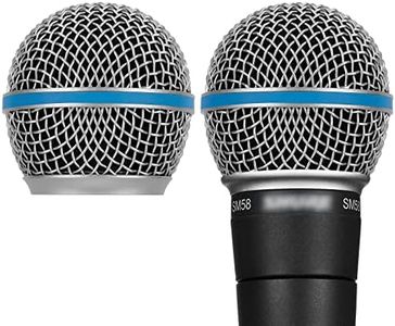 Geekria for Creators Microphone Replacement Grille for Shure SM58, SM58-LC, SM58S, BETA 58A, SV100, PGX24, SLX4 Mic Head Cover, Microphone Ball Head Mesh Grill, Capsule Parts (Silver / 2 PACK)