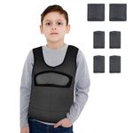 Weighted Vest for Kids (Large, Ages 10+) with Sensory Issues Compression Vest for Kids with Autism, ADHD, SPD, Mood, and Processing Disorders, Including 6 Removable Weights Black