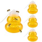 SINGOMON 4PCS Wasp Trap Hornets Bee Traps Catcher Outdoor Wasp Catcher Hornet Traps Reusable Yellow Jacket Traps for Outdoor Garden Farm Patio Hanging