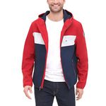 Tommy Hilfiger Men's Lightweight Water-Resistant Performance Soft Shell Jacket (Regular and Big & Tall, Red/White/Navy, M