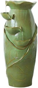 Design Toscano SS11537 Ceramic Vines Jug Garden Decor Fountain-Outdoor Water Feature, green
