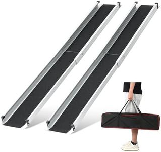 KOLOTOOL Adjustable Wheelchair Ramp 5FT Telescoping Portable Ramps for Steps Aluminum Lightweight Ramp with Storage Bag Non-Skid Ramps for Wheelchair for Home 60" L x 7.4" W 600lbs Capacity (2 Pack)