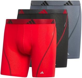 adidas Men's Performance Mesh Boxer Brief Underwear (3-Pack) Engineered for Active Sport with All Day Comfort, Soft Breathable Fabric, Better Scarlet/Black/Onix Grey, Medium