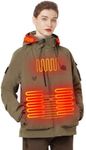 Heated Jackets for Women with 10000mah Battery, Heated Coat for Women Waterproof Windproof Heated Hoodie for outdoor (US, Alpha, Medium, Regular, Regular, Khaki)