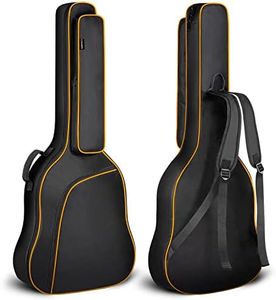CAHAYA Large Acoustic Guitar Bag Fit 42/43/44 Inch Jumbo, Dreadnought Guitar, 12 mm Thick Padding Dual Adjustable Shoulder Strap Guitar Case Gig Bag, Black with Orange Stripes, Model CY0285
