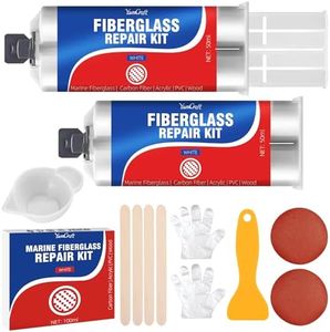 YumCraft Marine Fiberglass Repair Kit, 7.3oz Gel Coat Repair Kit for Boats, Fast Repair Epoxy Resin Glue Filler for Scratche, Crack, Hole, Suitable for Fiberglass, Porcelain, Acrylic, Ceramic (White)