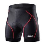 Souke Sports Men's Cycling Underwear Shorts 4D Padded Bike Bicycle MTB Liner Shorts with Anti-Slip Leg Grips(Red, X-Large)