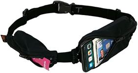 SPIbelt Double Pocket Running Belt, Black Fabric/Black Zipper/Logo Band