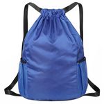 KANGSIT Drawstring Bags, Unisex Gym Sack, Swim PE Bags Drawstring Gym Bag for Kids Adults String Swimming Sports Bag for School Sports Swimming Gym Travel (Blue)