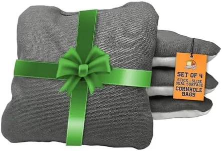 Cornhole365 Stick & Slide Cornhole Bags - 6"x6" Premium Plastic Resin Filled, Dual-Sided Canvas & Suede Cornhole Bean Bags for Sports Competition - Professional Cornhole Bags Set of 4 (Grey)