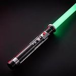 AEDDY New Upgraded Lightsaber, Metal Handle Duel Lightsaber, Smooth Swing RGB 16 Colors, FX Sound, Adjustable, Rechargeable Sword Suitable for Adults, Children, Birthdays, Halloween Role Play (Black)