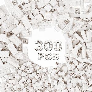 300 Pcs Classic Building Bricks, White Bulk Bricks, Compatible with Lego Parts and Pieces, Creative Building Block Toys for Boys Girls Ages 3 4 5 6 7 8 9 10 Year Old(White 300 Pcs)