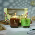 EKAM Pack of 2 Shot Glass Scented Candles | Long Lasting| Ideal for Home Decor, Aromatherapy & Gifting| Lead-Free |43g Cedar & Mahogany and Orange Blossom & Lemongrass Shot Glass Candles,10 Hours Burn