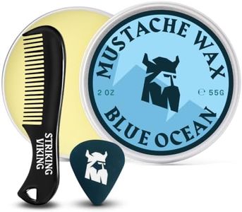 Striking Viking Mustache Wax Kit with Comb - 2 Oz, Blue Ocean, Strong Hold