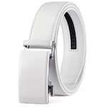 BOSTANTEN Mens Belt, Leather Belts For Men Ratchet Dress Belt With Automatic Sliding Buckle White